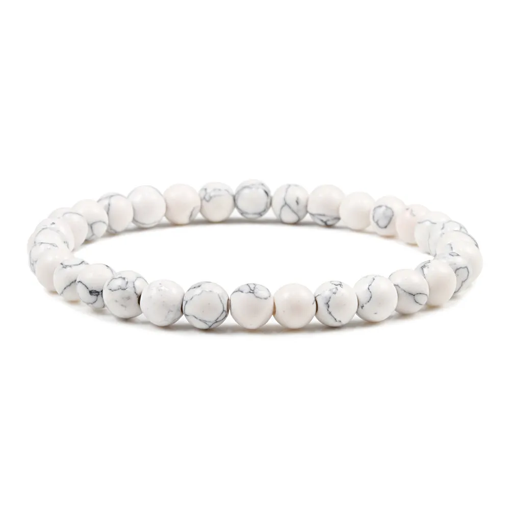 White 6mm Picture Stone Buddha Pearl Bracelet