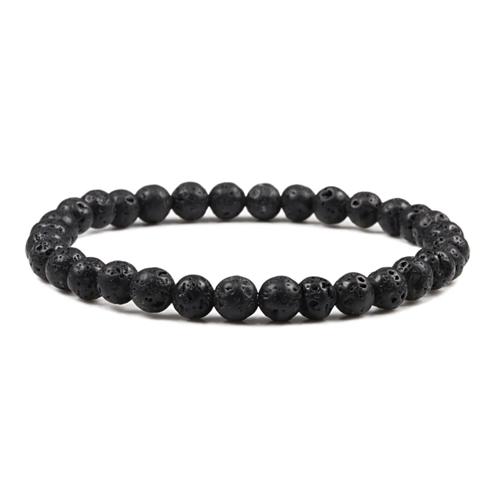 White 6mm Picture Stone Buddha Pearl Bracelet