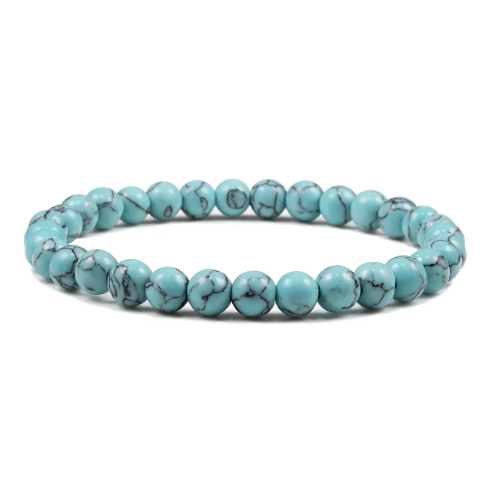 White 6mm Picture Stone Buddha Pearl Bracelet