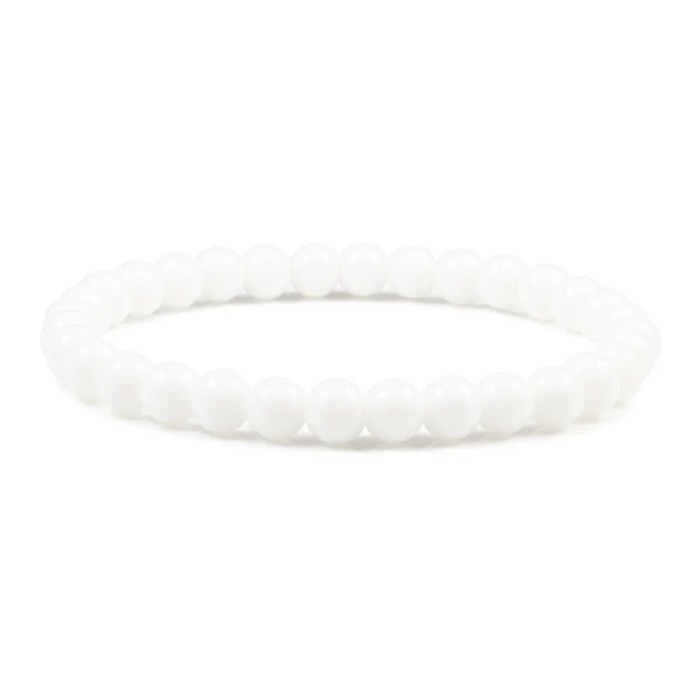 White 6mm Picture Stone Buddha Pearl Bracelet