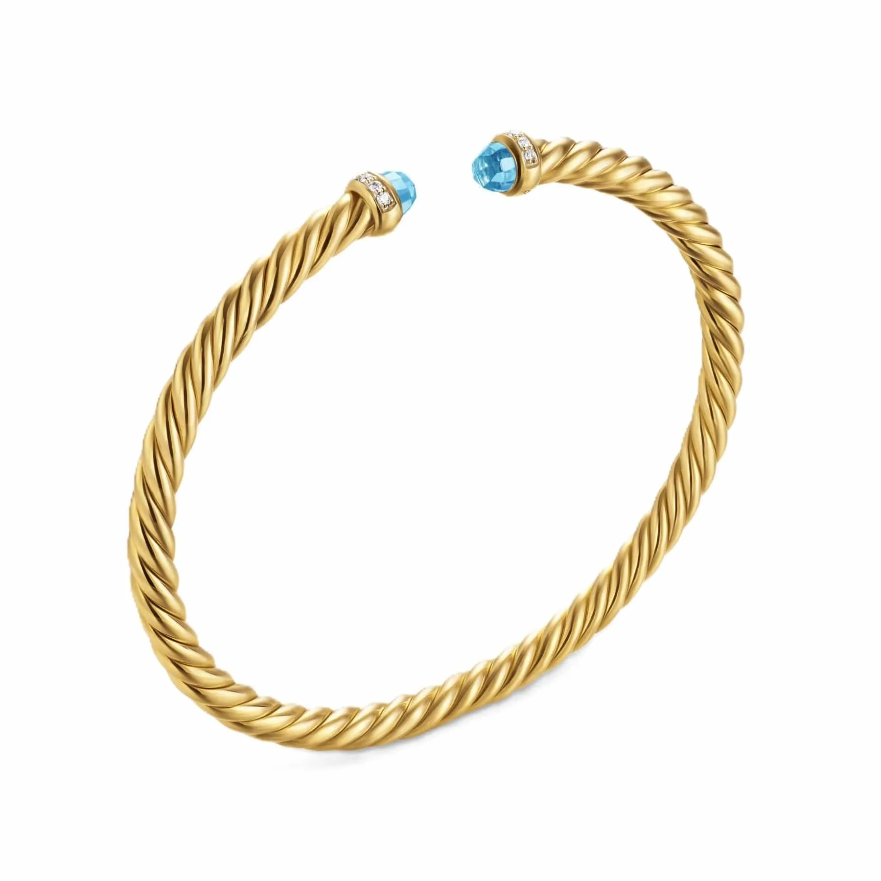 Cablespira® Flex Bracelet 18K Yellow Gold with Blue Topaz and Diamonds, 4mm