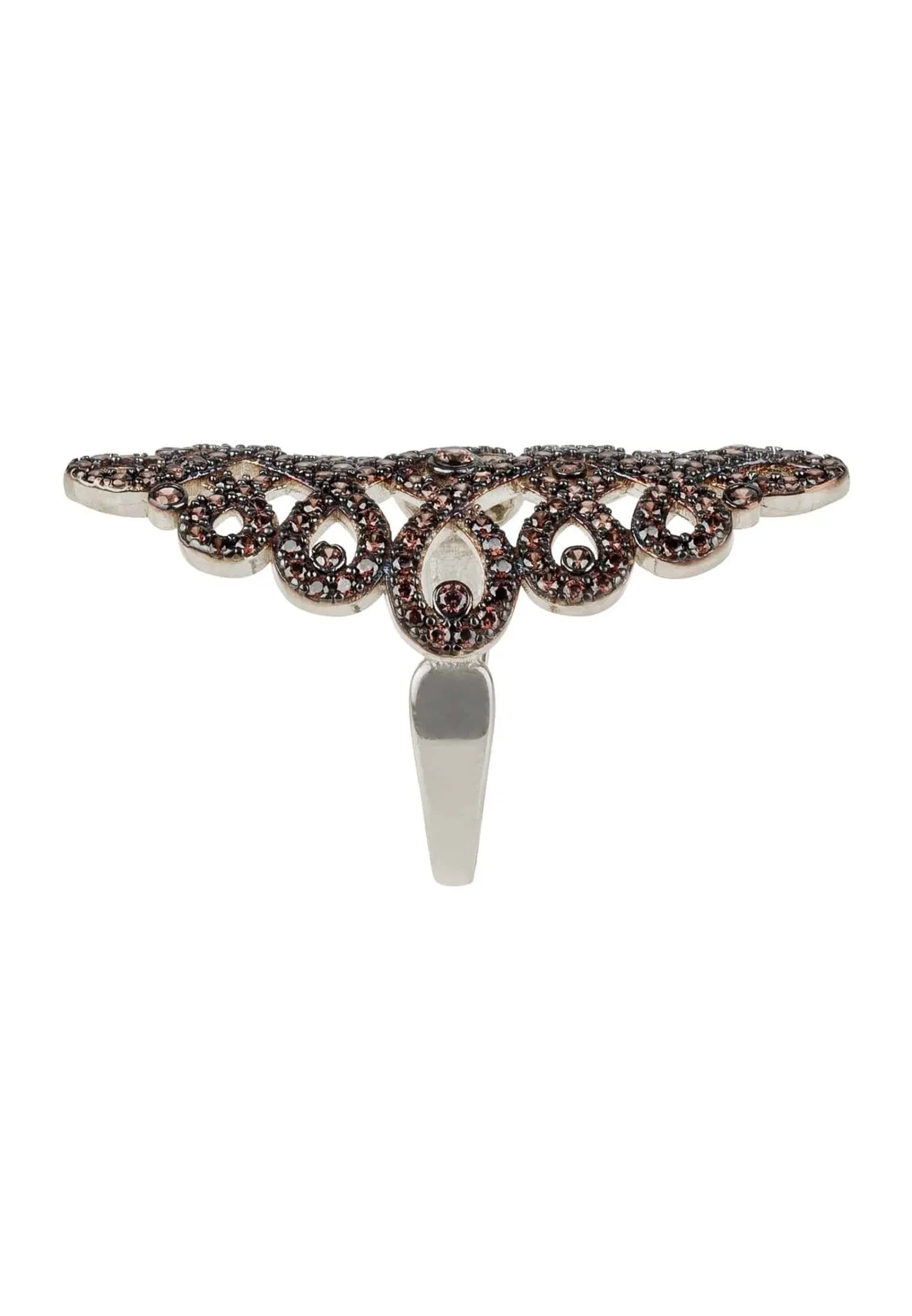 Calligraphy Wave Cocktail Ring Chocolate Brown Silver