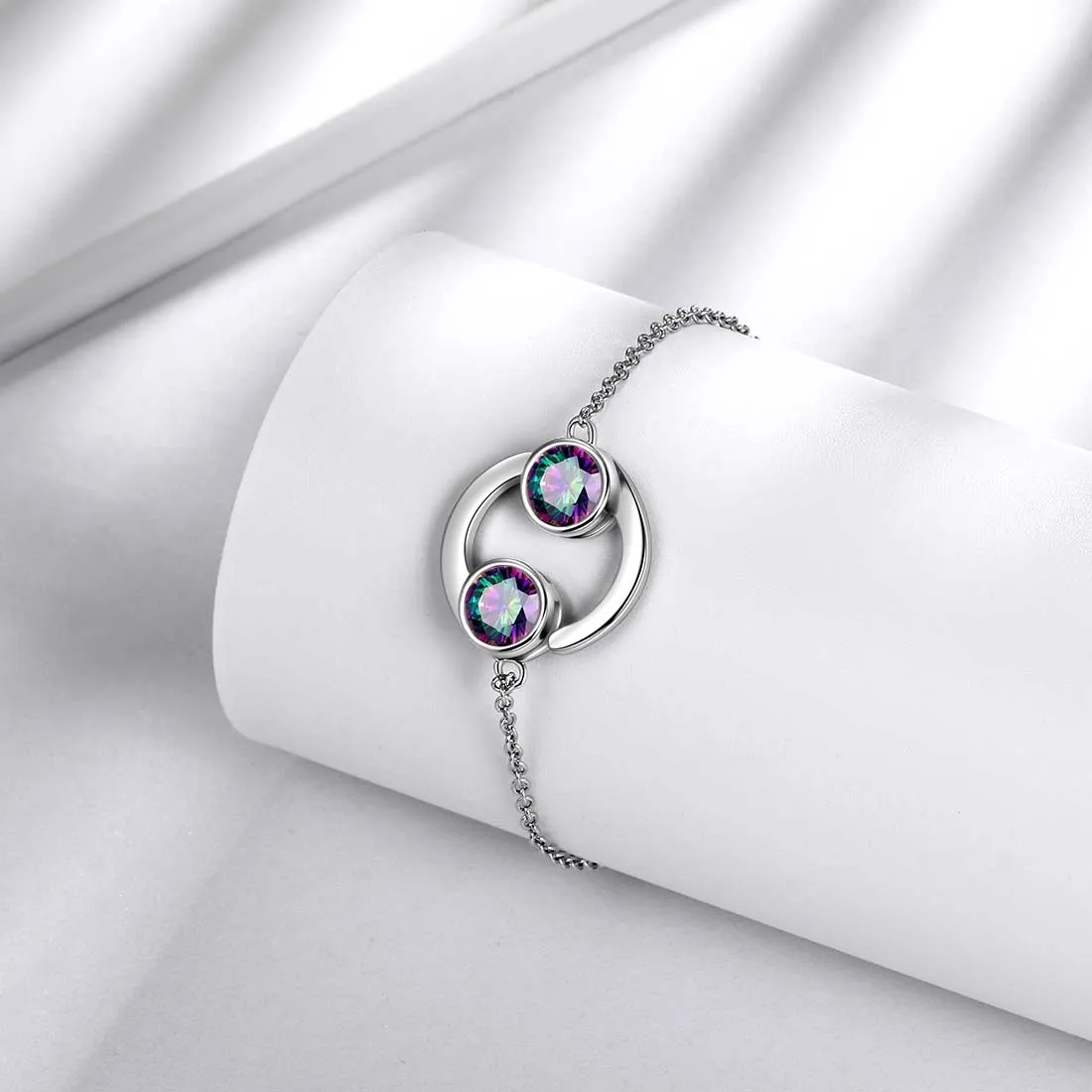 Cancer Bracelet Women Girls Jewelry Birthday Gift Mystic Topaz Sterling Silver