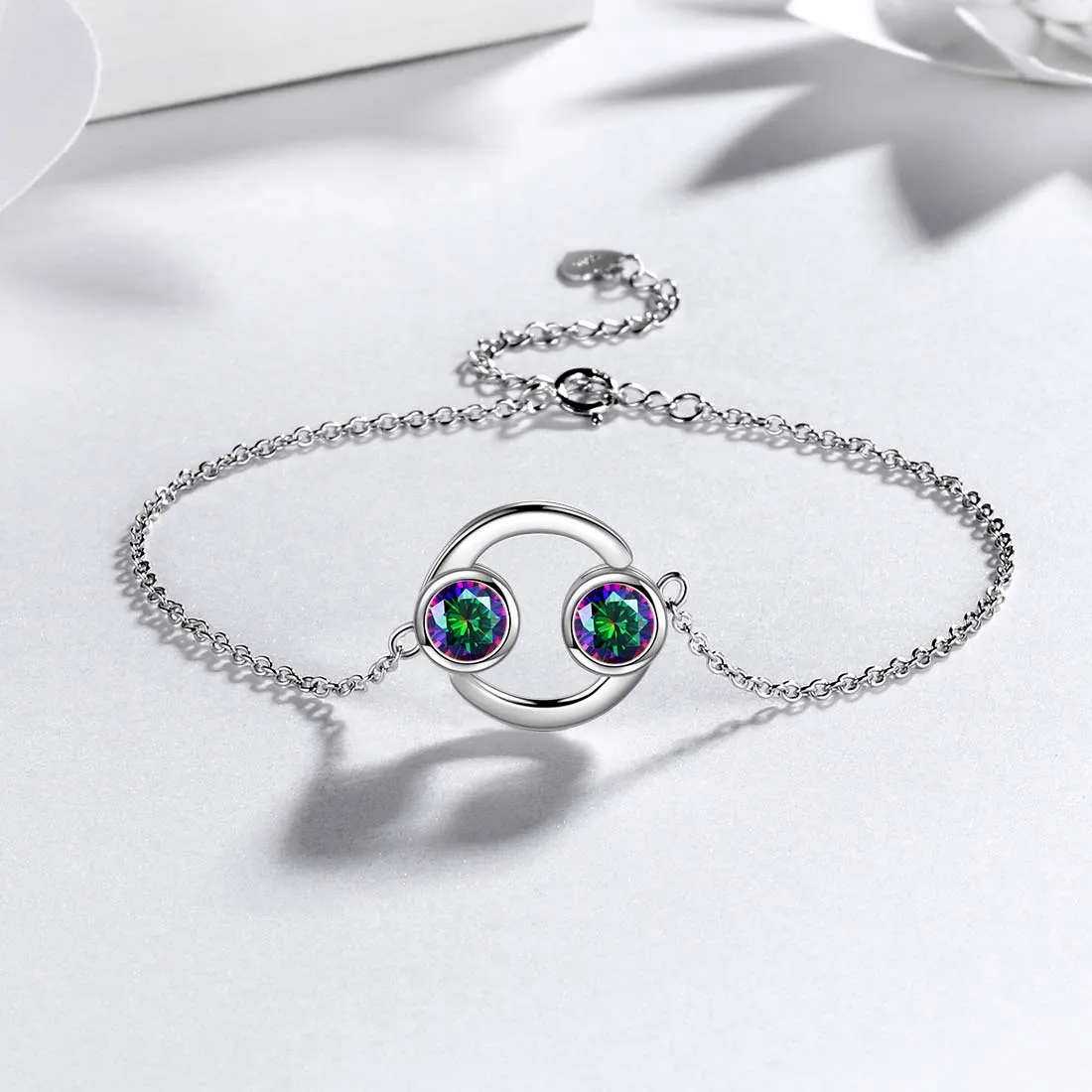 Cancer Bracelet Women Girls Jewelry Birthday Gift Mystic Topaz Sterling Silver