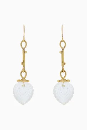 Carved Heart Earrings - Clear Quartz