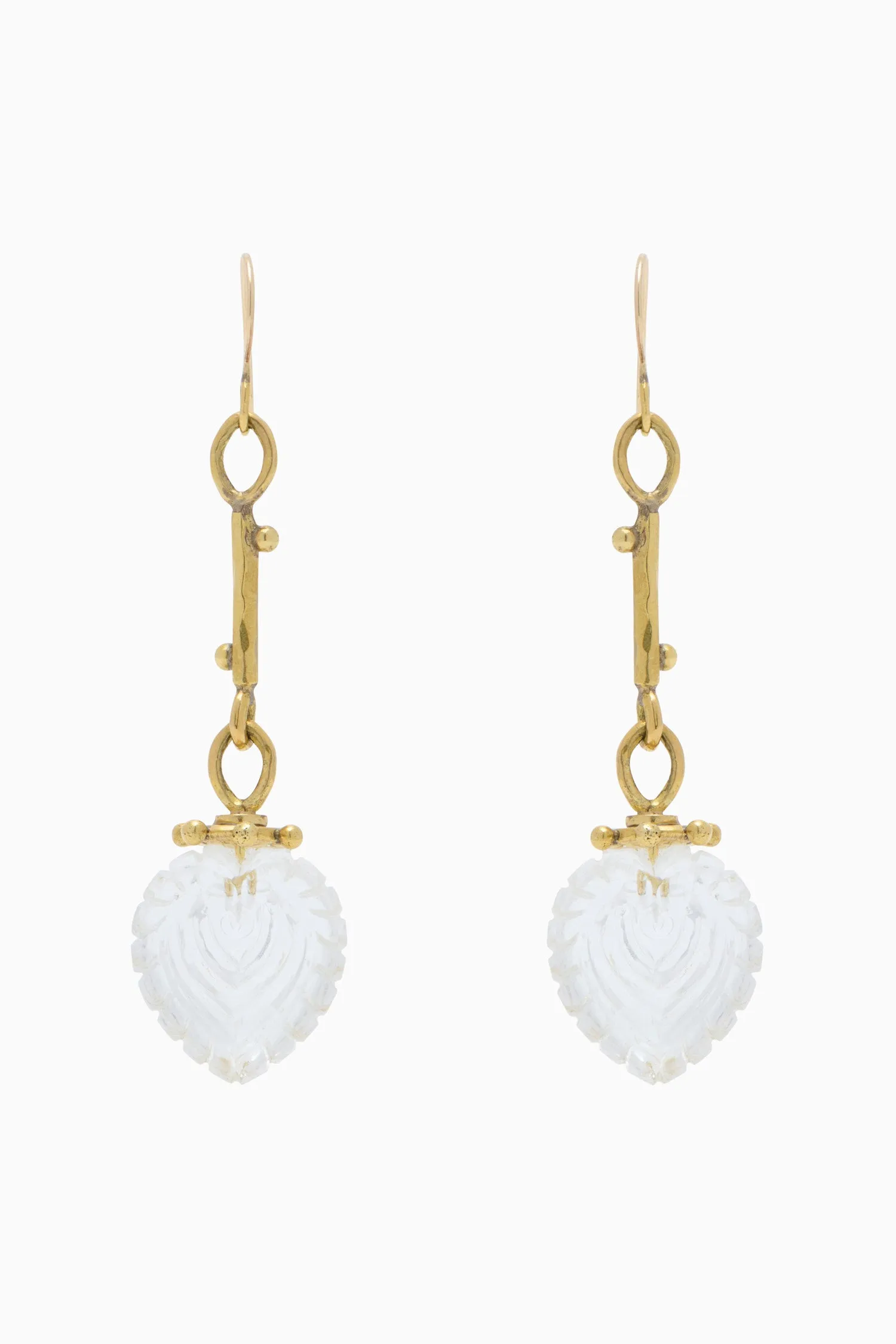 Carved Heart Earrings - Clear Quartz