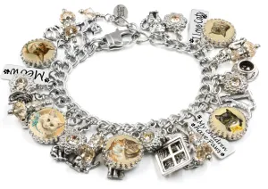 Cat and Kitten Silver Charm Bracelet