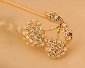 Cherry Crystal Brooch Pin