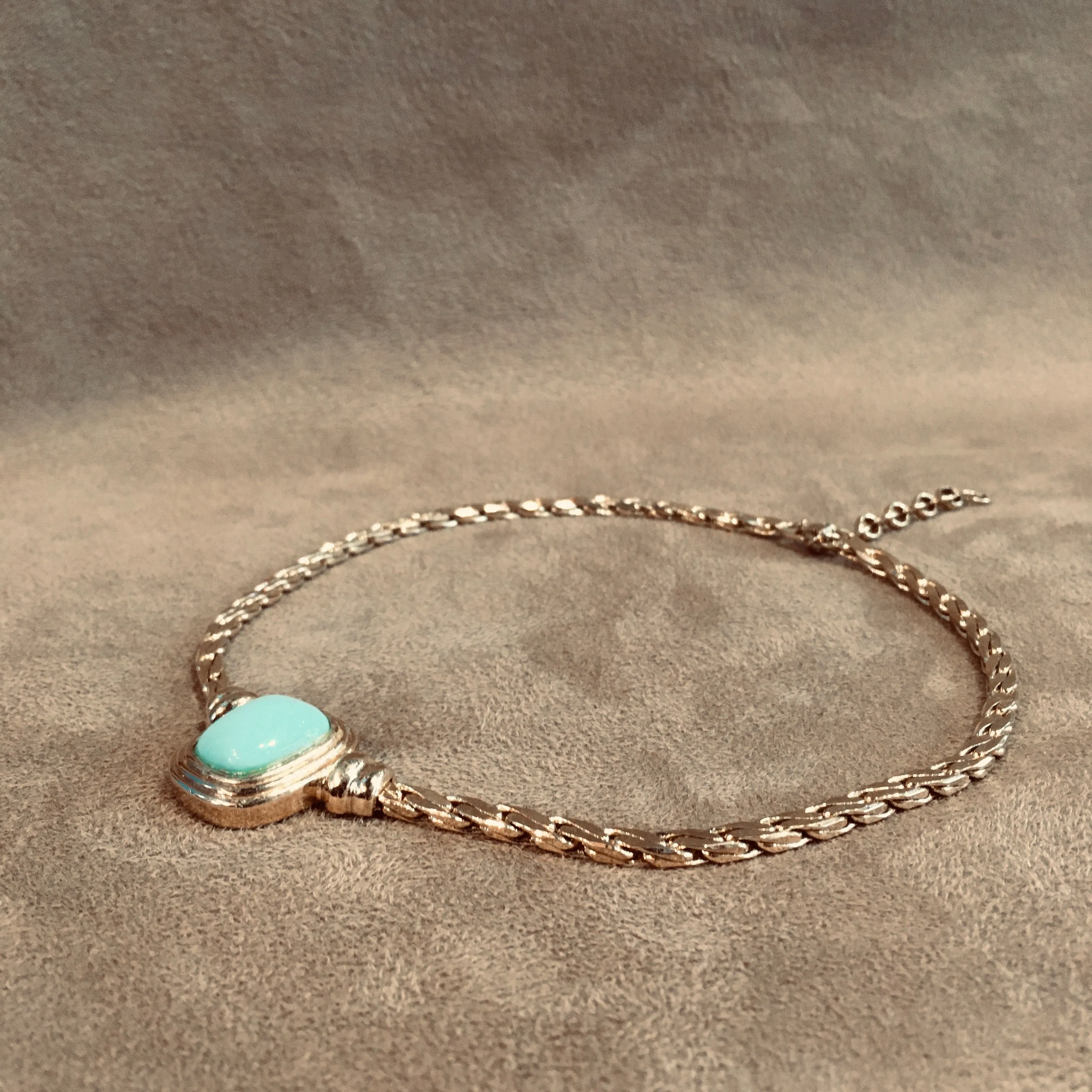 Christian Dior Turquoise Blue Glass and Gold Vintage necklace