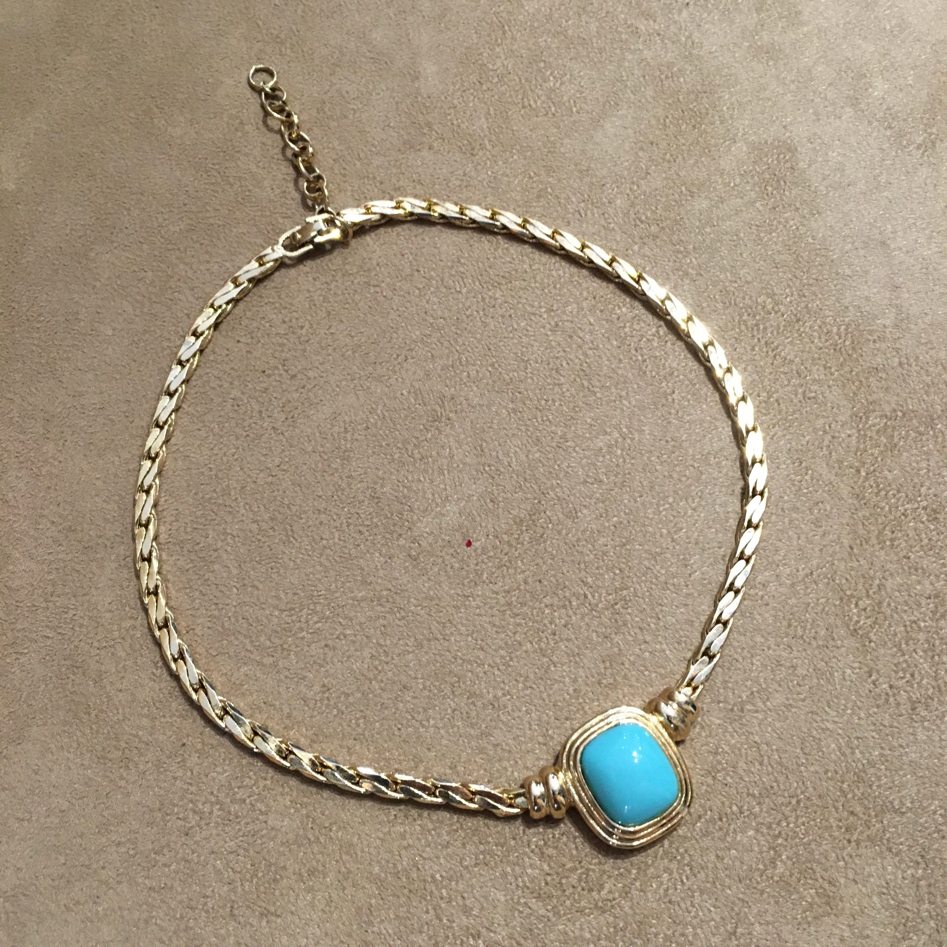 Christian Dior Turquoise Blue Glass and Gold Vintage necklace