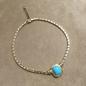 Christian Dior Turquoise Blue Glass and Gold Vintage necklace