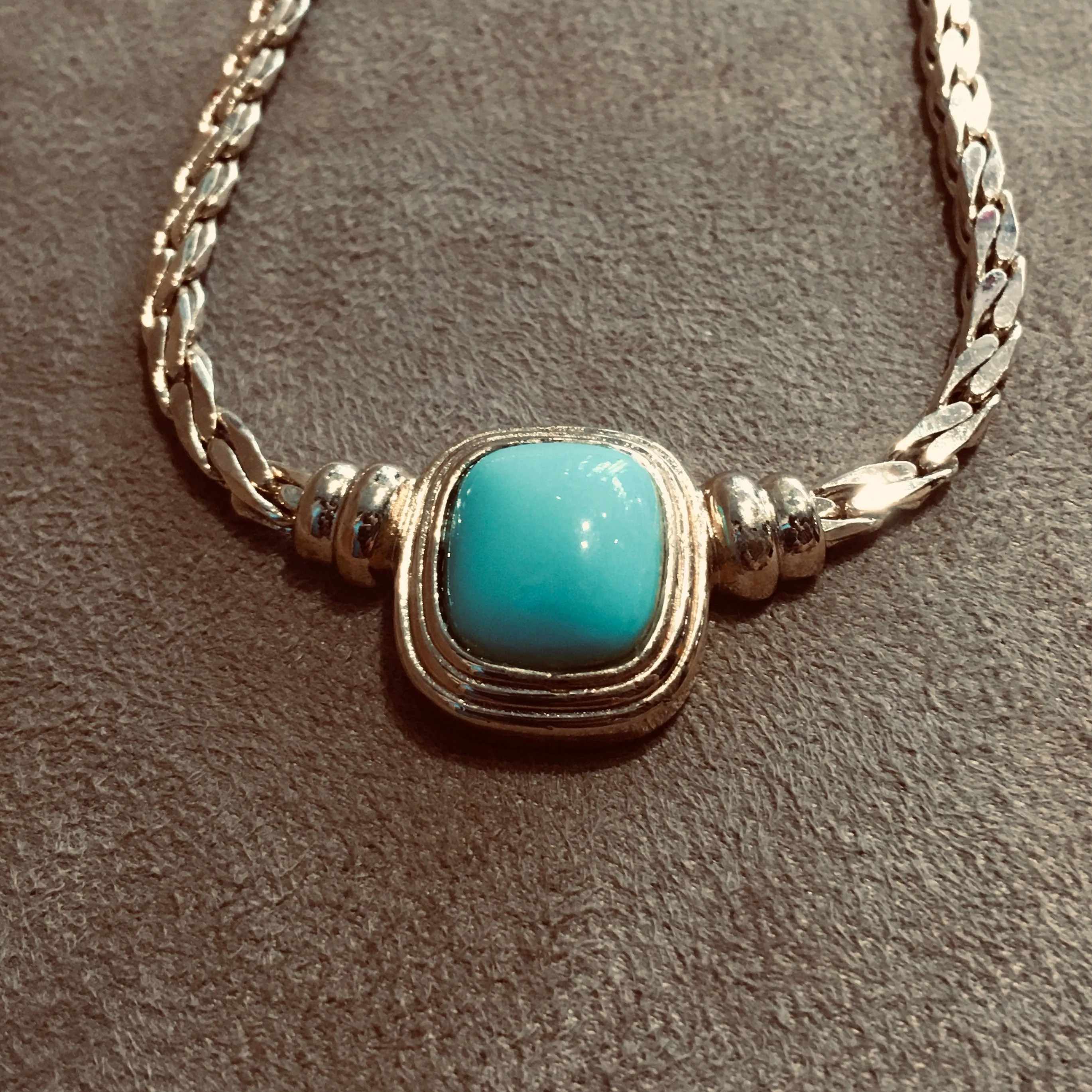 Christian Dior Turquoise Blue Glass and Gold Vintage necklace