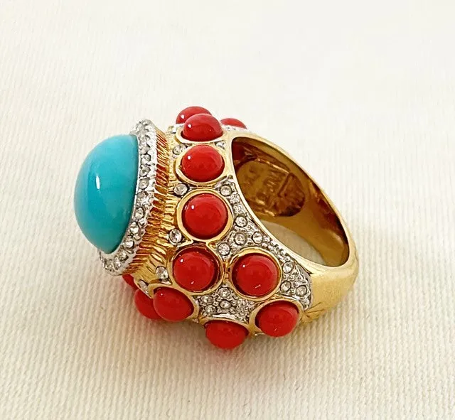 Classic KJL Kenneth Jay Lane signed designer cocktail ring.