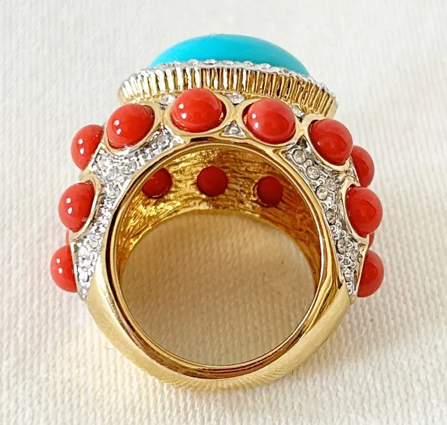 Classic KJL Kenneth Jay Lane signed designer cocktail ring.