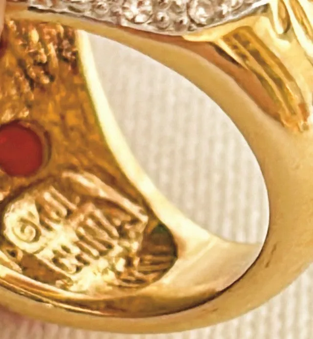 Classic KJL Kenneth Jay Lane signed designer cocktail ring.