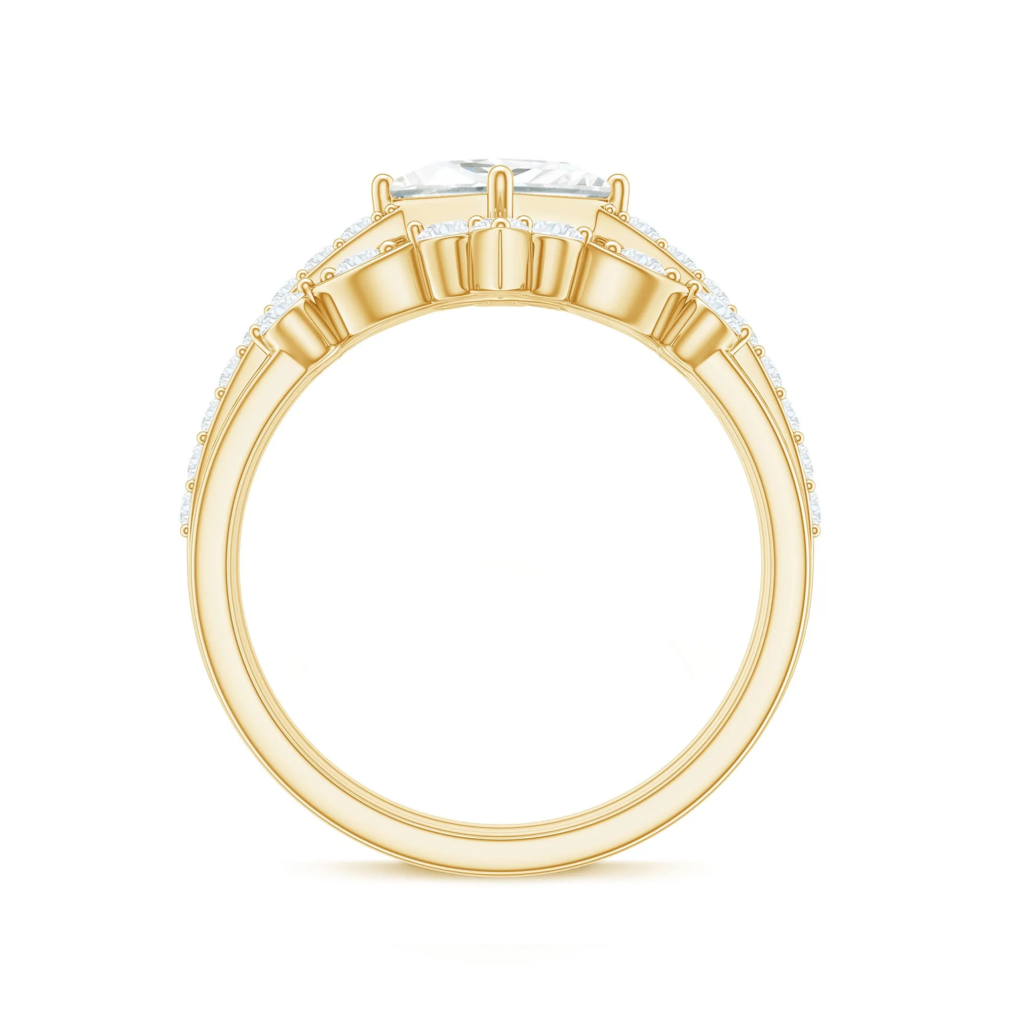 Classic Princess Cut Moissanite Trio Bridal Ring Set