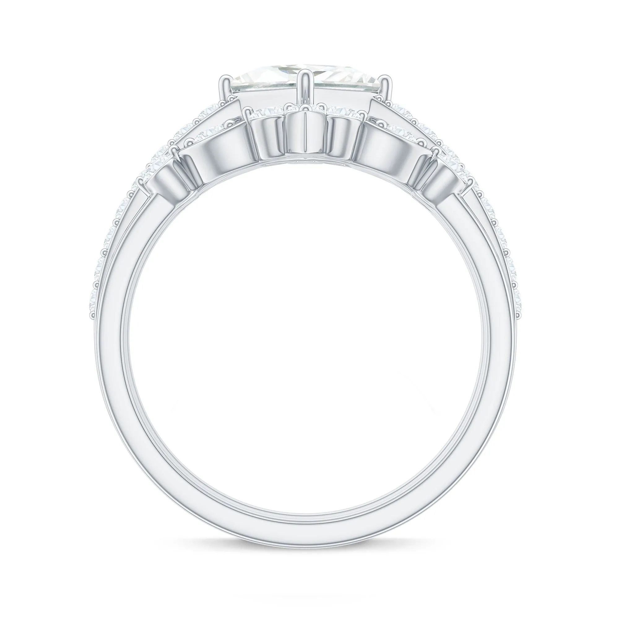 Classic Princess Cut Moissanite Trio Bridal Ring Set