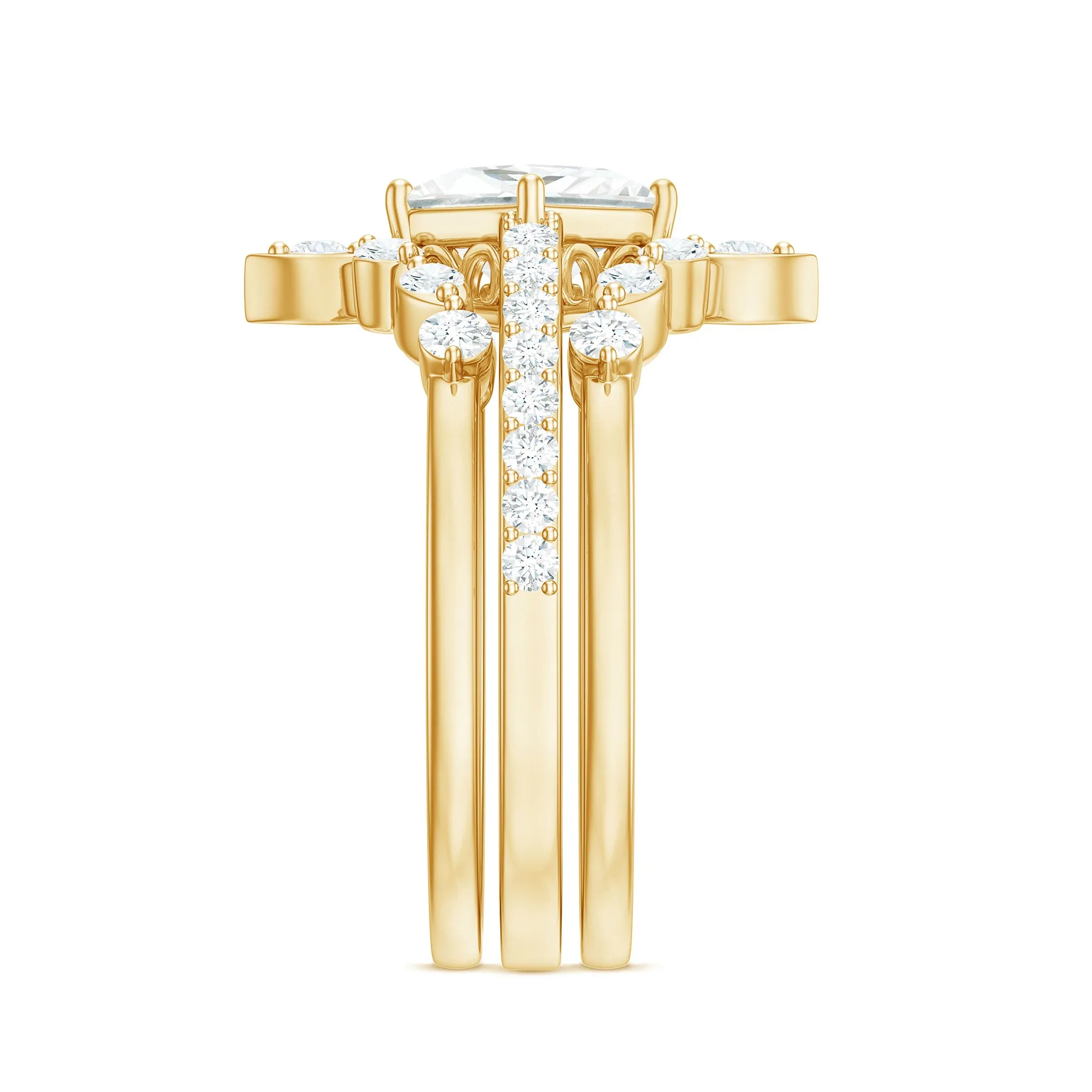 Classic Princess Cut Moissanite Trio Bridal Ring Set