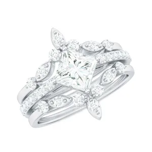 Classic Princess Cut Moissanite Trio Bridal Ring Set