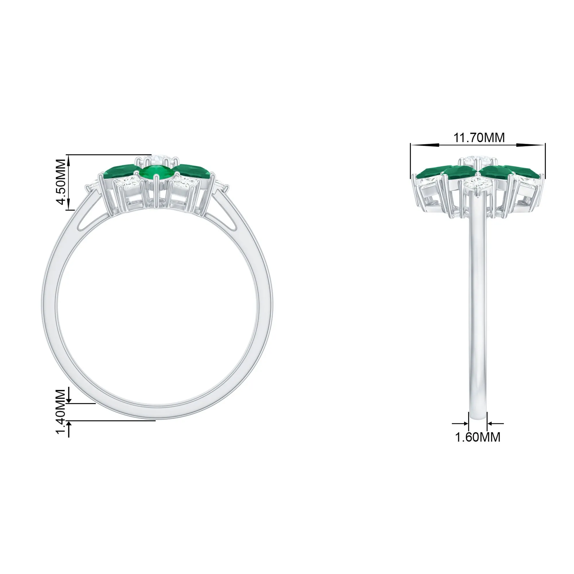 Cocktail Flower Ring with Emerald and Diamond