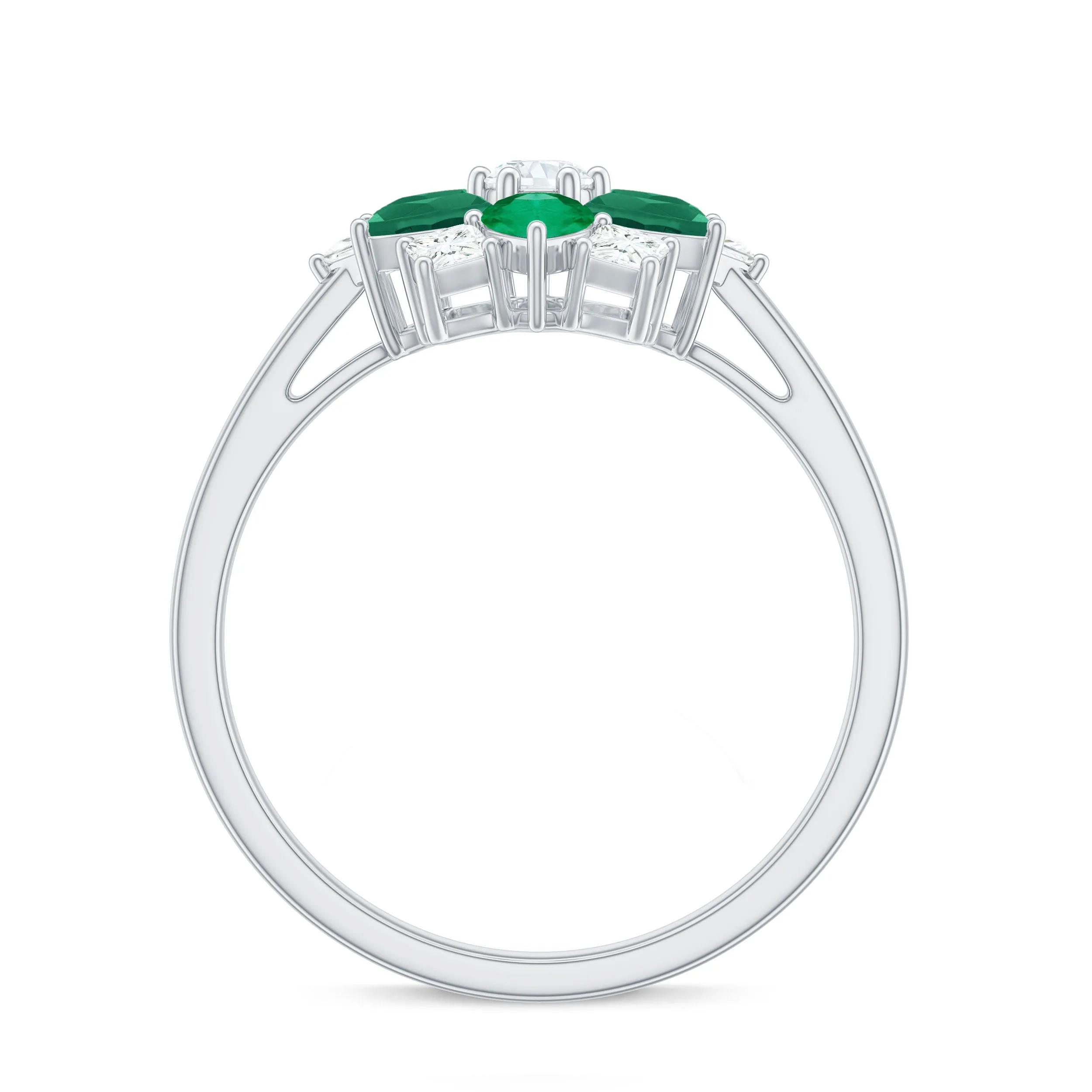 Cocktail Flower Ring with Emerald and Diamond