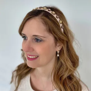 Cream Headband Cream Hair Band Vintage Headband with Gems