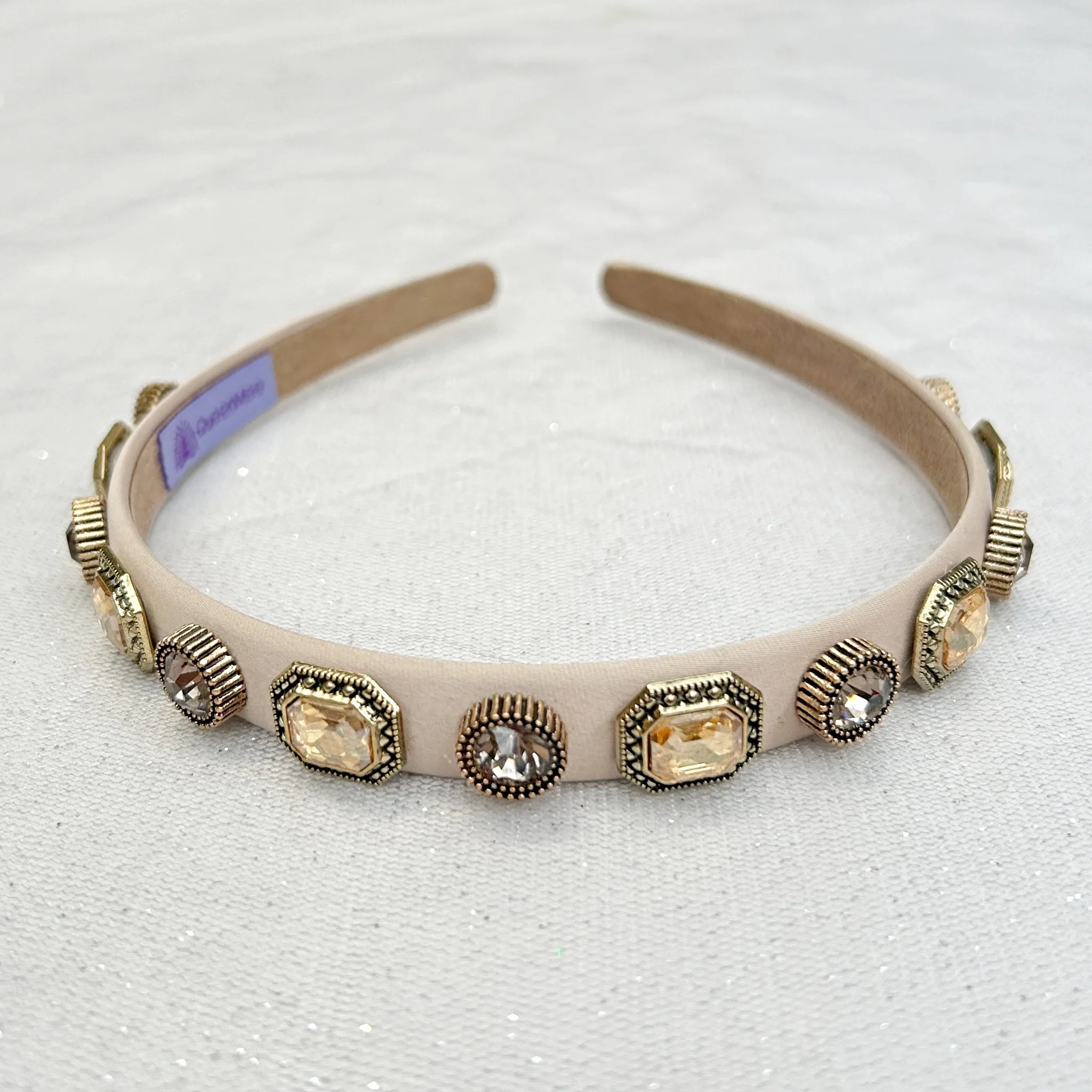 Cream Headband Cream Hair Band Vintage Headband with Gems