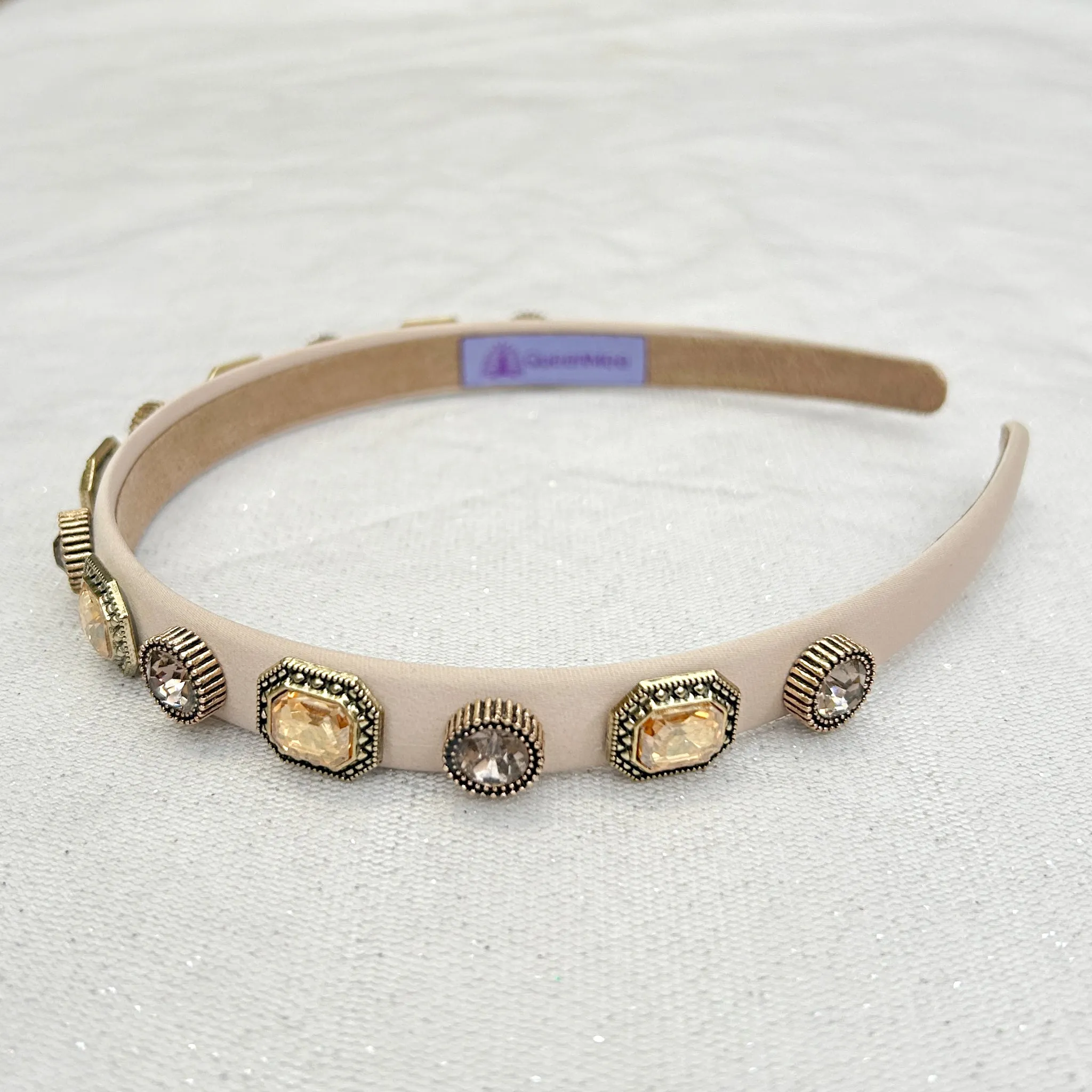 Cream Headband Cream Hair Band Vintage Headband with Gems