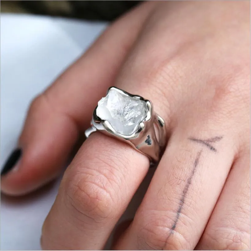 Creative Irregular Exaggerated Hip Hop Gothic Raw Natural Stone Ring