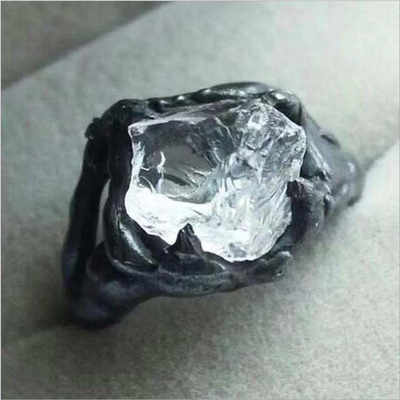 Creative Irregular Exaggerated Hip Hop Gothic Raw Natural Stone Ring