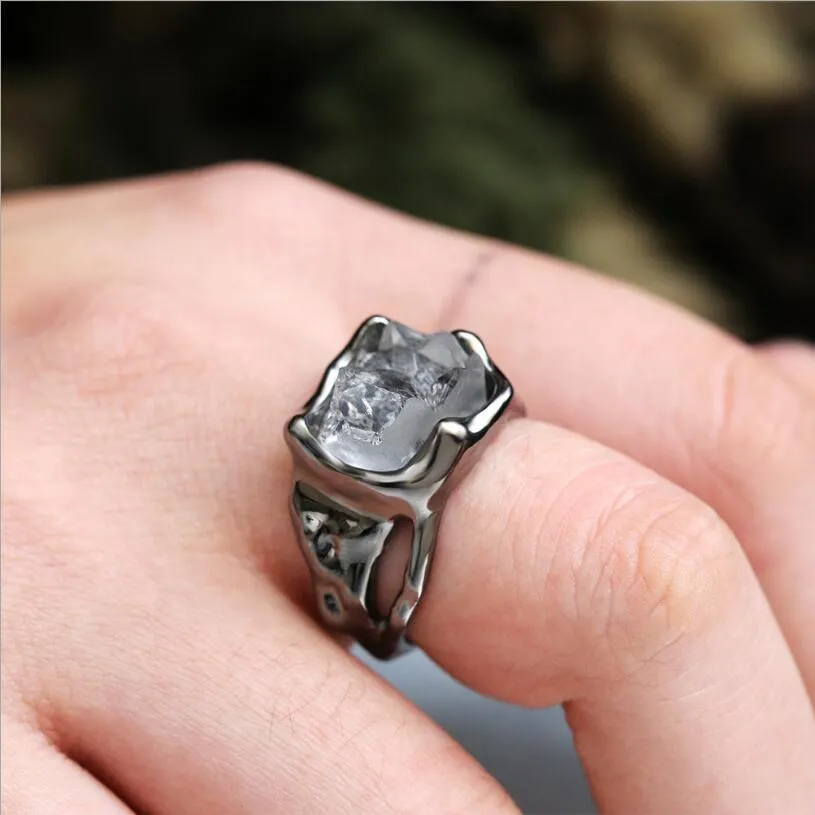 Creative Irregular Exaggerated Hip Hop Gothic Raw Natural Stone Ring