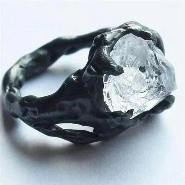 Creative Irregular Exaggerated Hip Hop Gothic Raw Natural Stone Ring