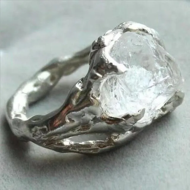 Creative Irregular Exaggerated Hip Hop Gothic Raw Natural Stone Ring