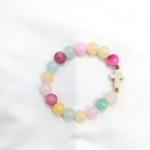 Cross and Quartzite Stretch Bracelet