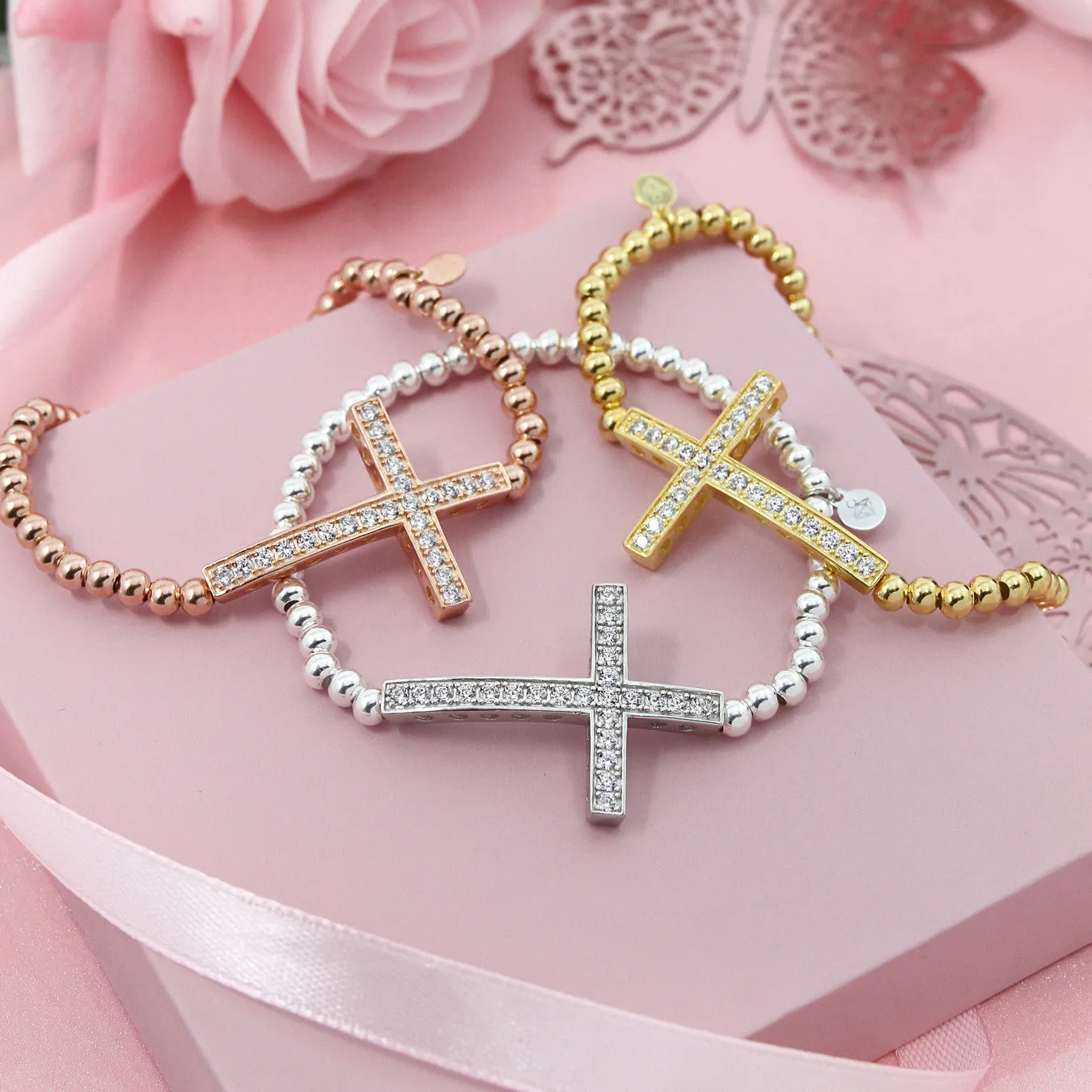 Cross Ball Bracelet - Silver