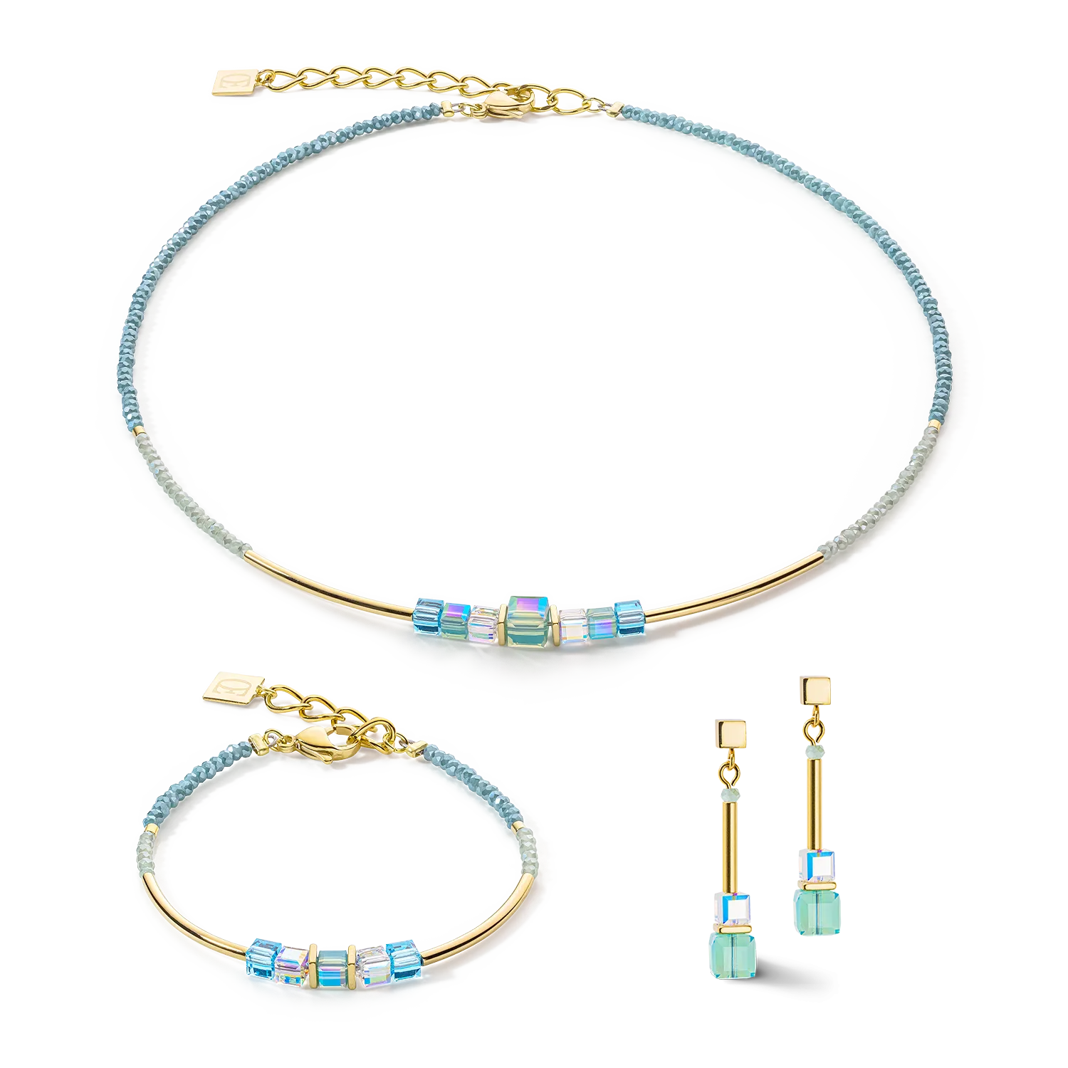 Cube Story Minimalistic bracelet gold-turquoise