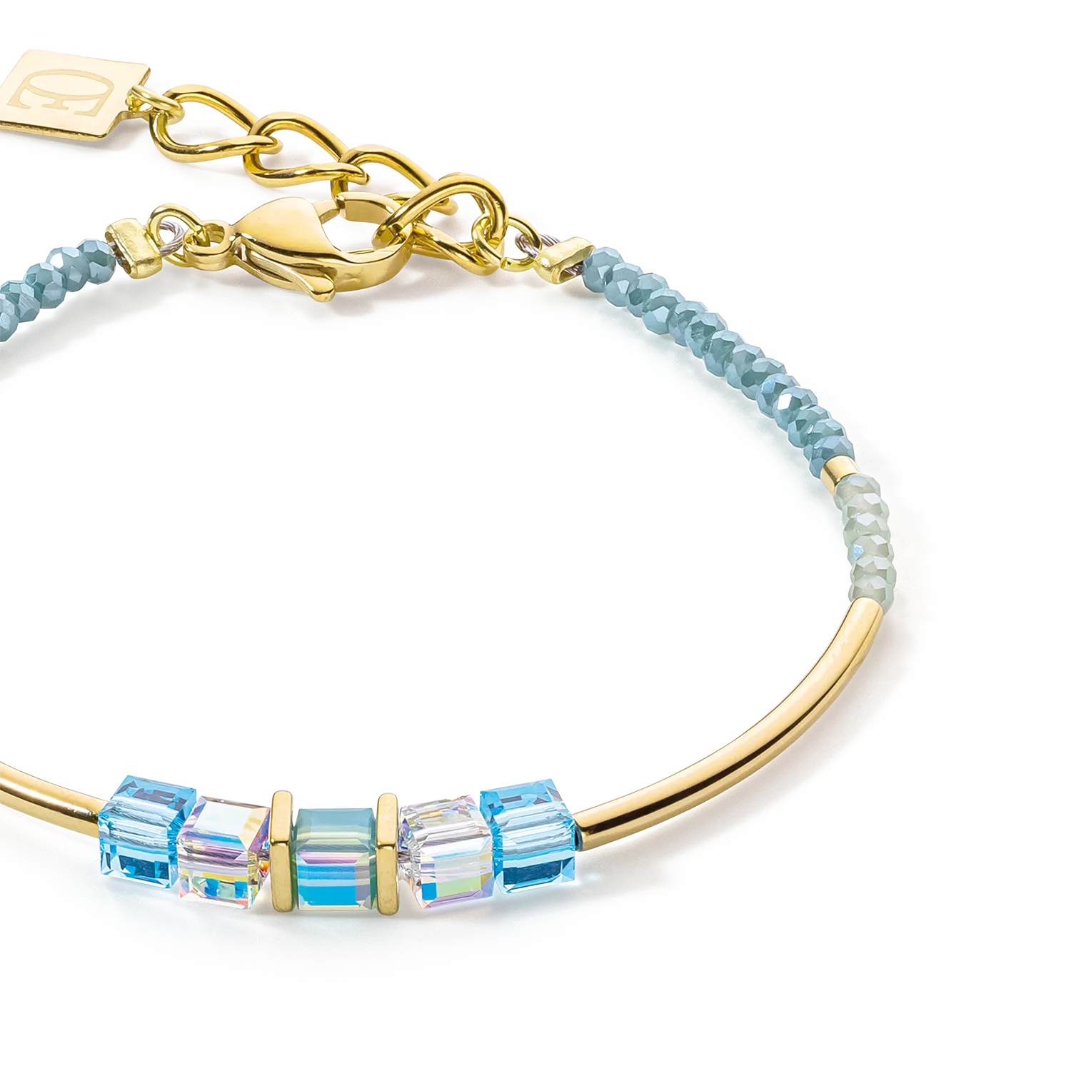 Cube Story Minimalistic bracelet gold-turquoise