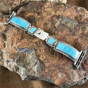 David Rosales Arizona Blue Inlaid Sterling Silver Watch Band for Apple Watch