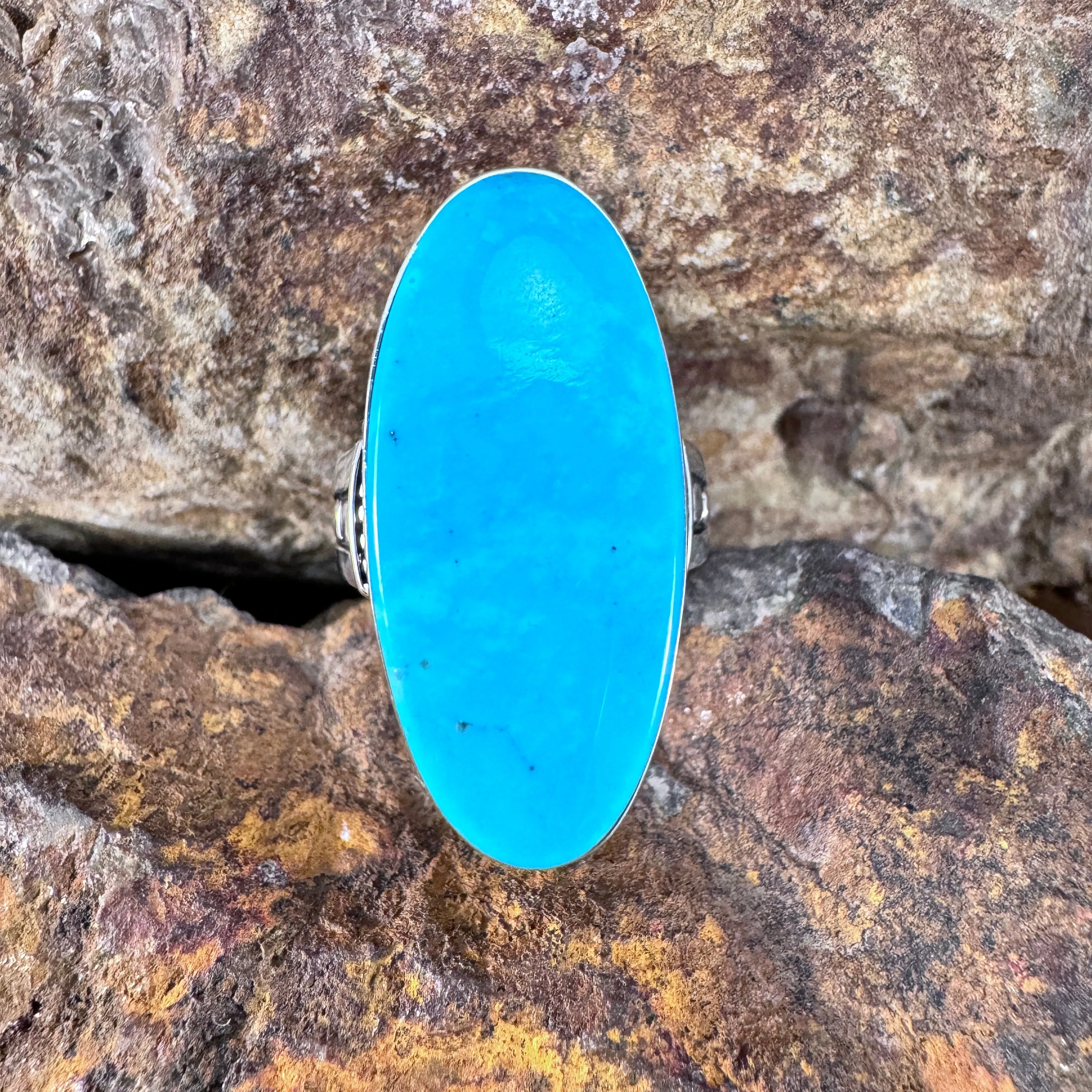 David Rosales Kingman Turquoise Sterling Silver Ring - Size 8