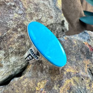 David Rosales Kingman Turquoise Sterling Silver Ring - Size 8