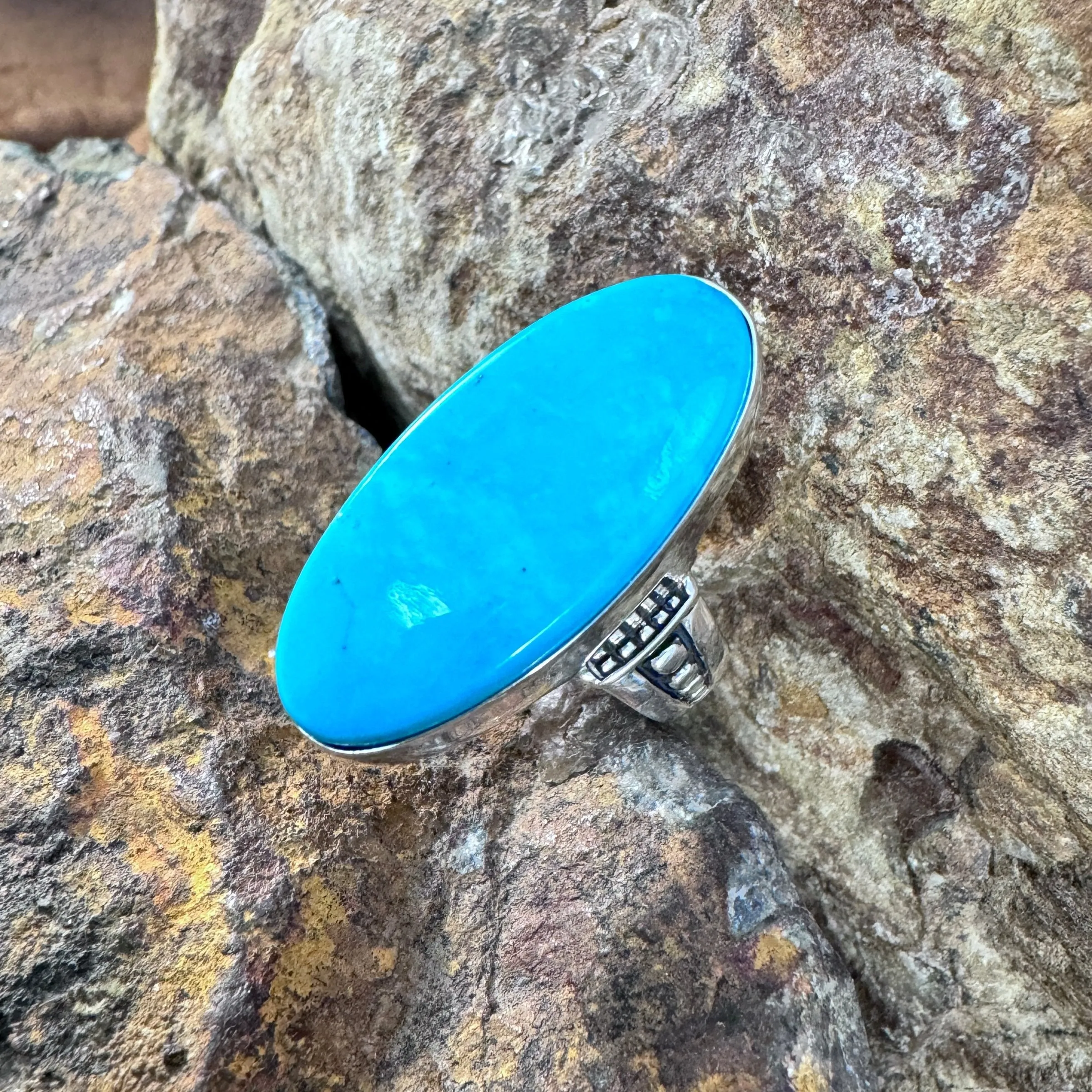 David Rosales Kingman Turquoise Sterling Silver Ring - Size 8