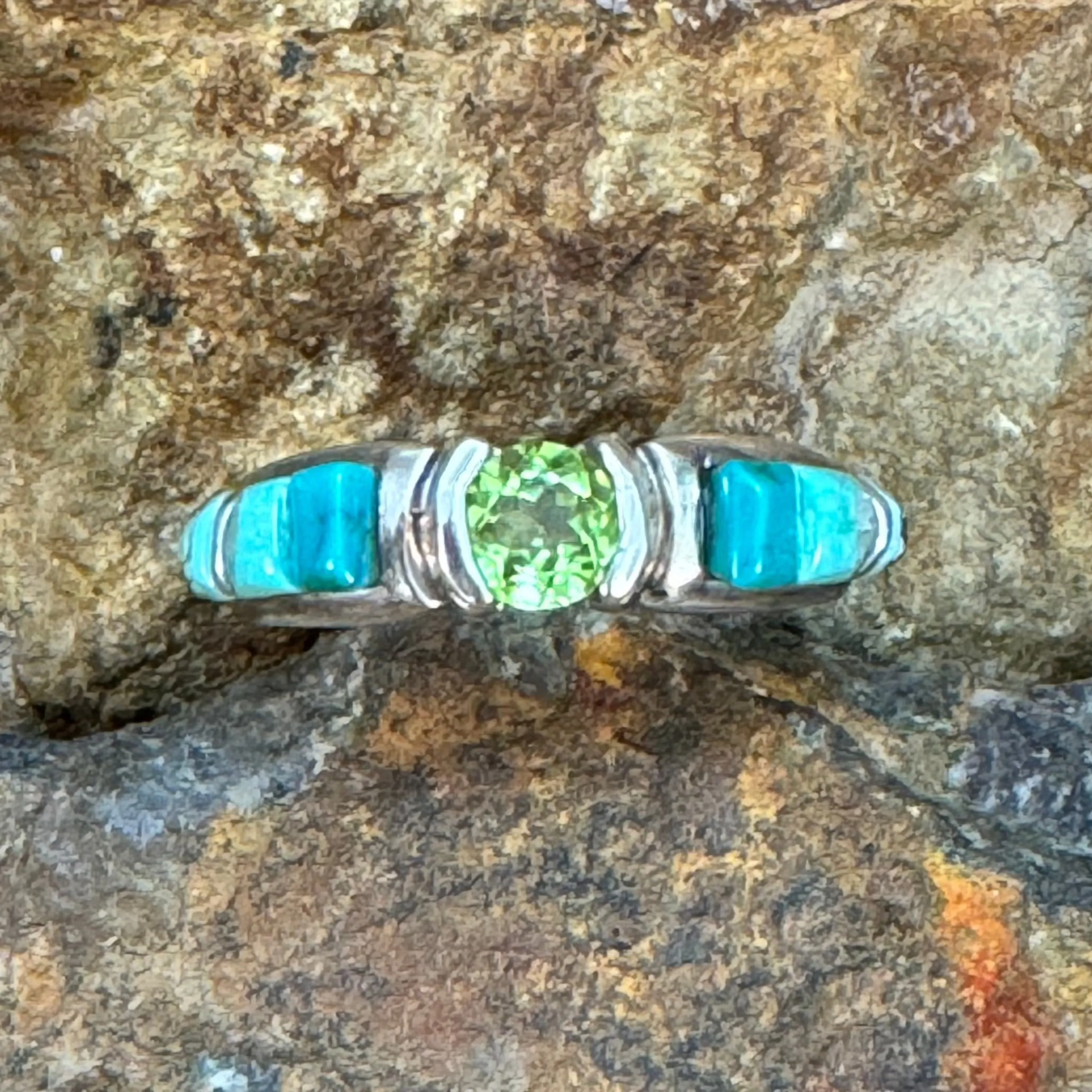 David Rosales Pinehill Cobble Sterling Silver Ring w/ Peridot