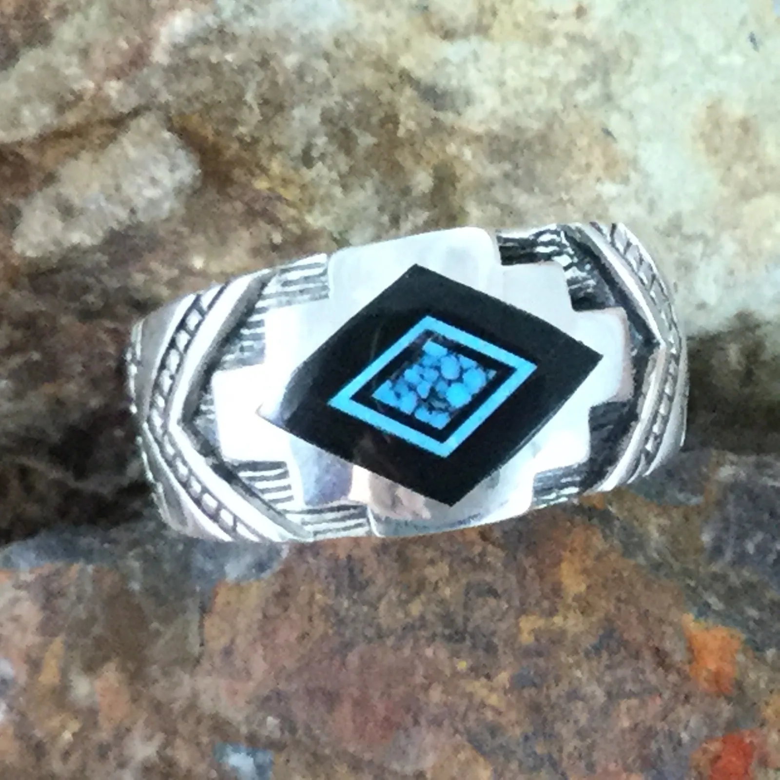David Rosales Shadow Peak Fancy Inlaid Sterling Silver Ring