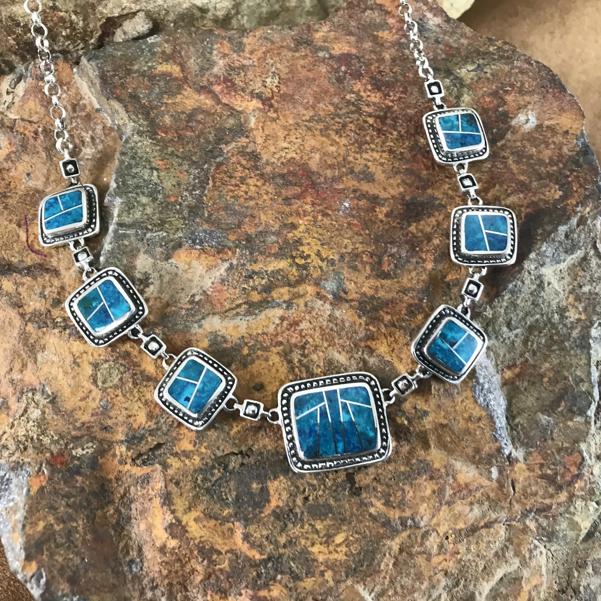 David Rosales Western Skies Inlaid Sterling Silver Necklace Links