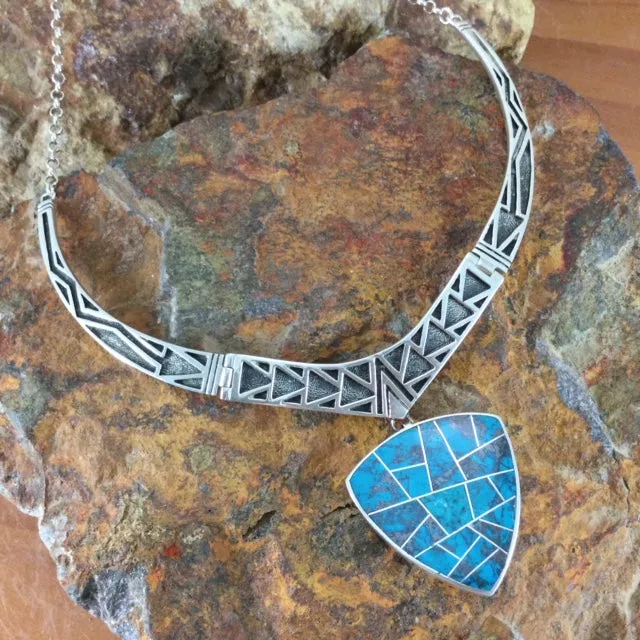 David Rosales Western Skies Inlaid Sterling Silver Necklace