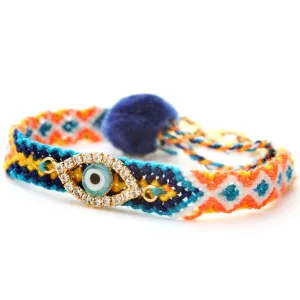 Diamante Evil Eye Lucky Charm Friendship Bracelet