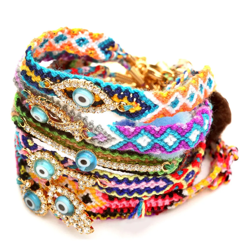 Diamante Evil Eye Lucky Charm Friendship Bracelet