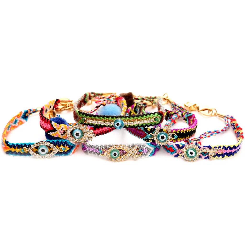 Diamante Evil Eye Lucky Charm Friendship Bracelet