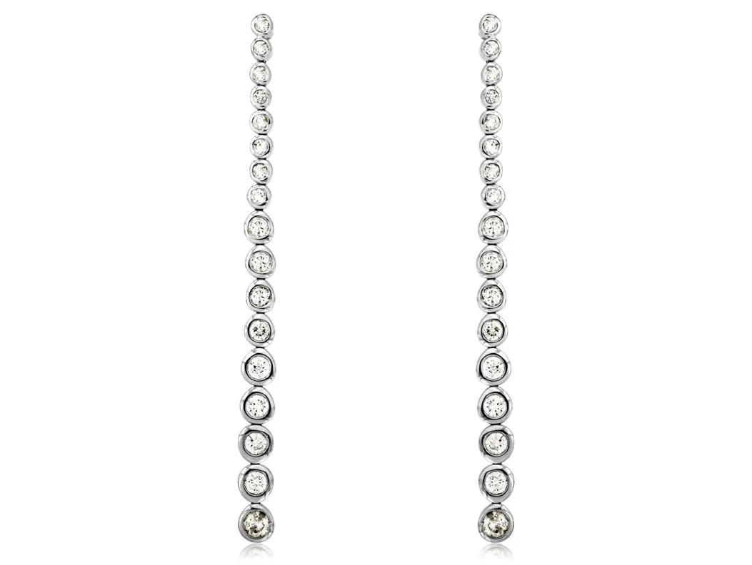 Diamond Bezel Set Dangle Earrings