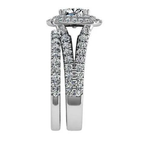 Diamond Engagement Ring and Wedding Band Set 0.95ctw